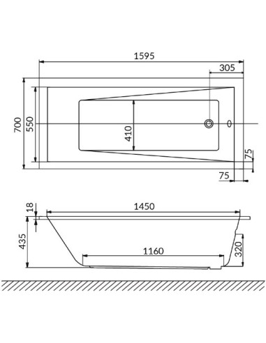 Excellent akrila vanna Wave Slim