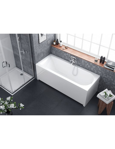 Aurum Slim taisnstūra vanna 170x70 cm, spīdīgi balta - 3