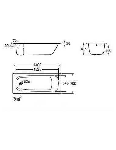 Roca tērauda vanna Contesa 140 cm