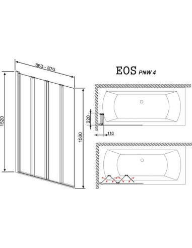 Radaway vannas aizkars EOS PNW