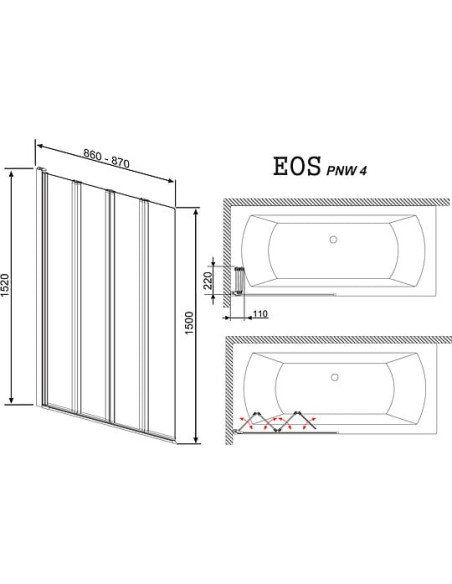 Radaway vannas aizkars EOS PNW