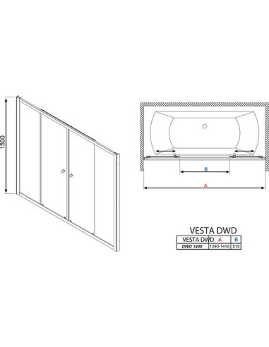 Radaway vannas aizkars Vesta DWD