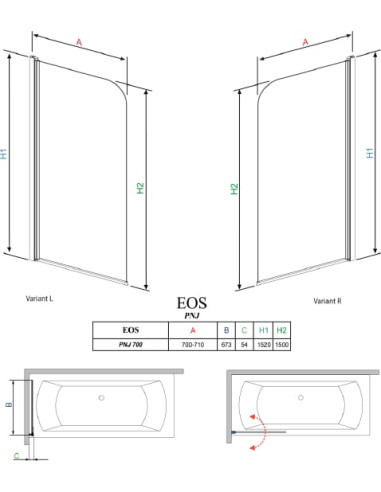 Radaway vannas aizkars EOS PNJ