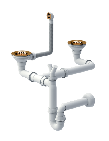 MANUAL SIPHON FOR GRANITAL SINKS Manual waste 3 1/2" with 1-bowl siphon, save space / steel - 1