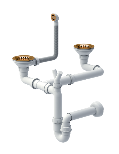 MANUAL SIPHON FOR GRANITAL SINKS Manual waste 3 1/2" with 1-bowl siphon, save space / steel - 1