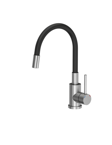 Maggie kitchen faucet steel / black hose - 1