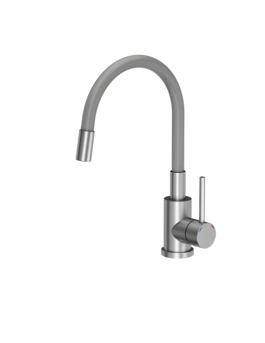 Maggie kitchen faucet steel / grey hose - 1
