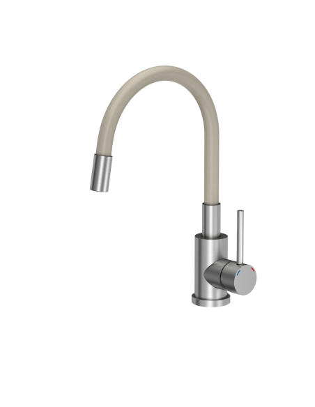Maggie kitchen faucet steel / beige hose - 1