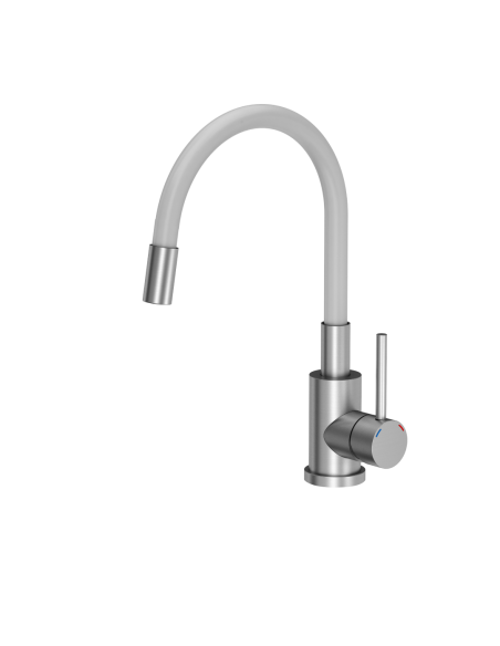 Maggie kitchen faucet steel / white hose - 1