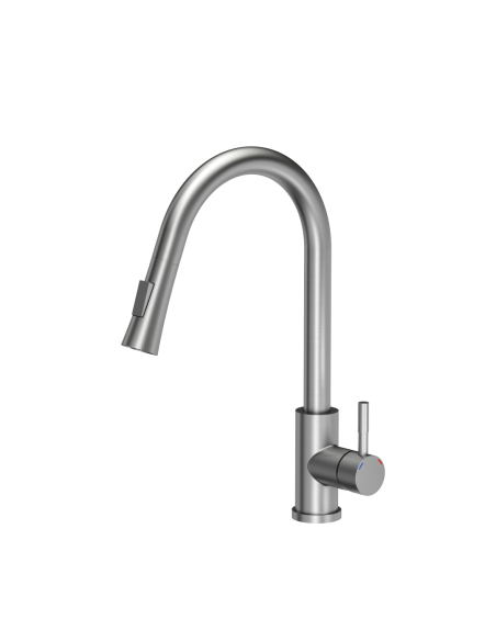 JULIA SteelQ Pull Out + Stream Change kitchen faucet steel - 1