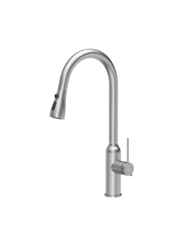 JESSICA Q LINE SteelQ kitchen faucet with pull-out spout and shower function / steel - 1