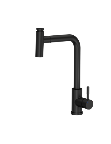 MERYL steel kitchen faucet with pull-out spout and shower function, pure carbon - 1