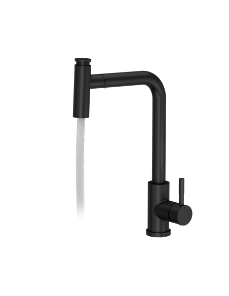 MERYL steel kitchen faucet with pull-out spout and shower function, pure carbon - 2