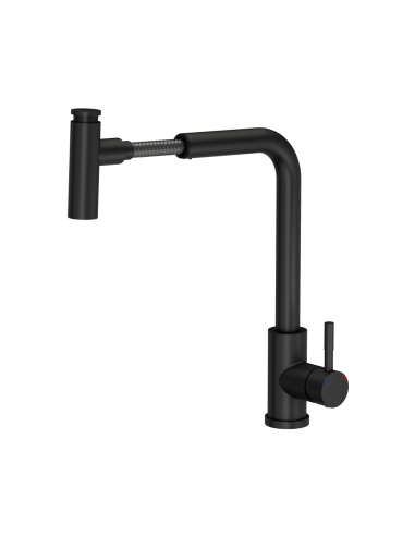 MERYL steel kitchen faucet with pull-out spout and shower function, pure carbon - 4