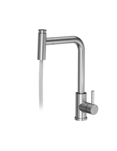 MERYL steel kitchen faucet with pull-out spout and shower function, brushed steel - 2