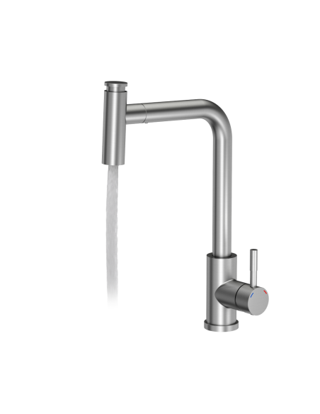 MERYL steel kitchen faucet with pull-out spout and shower function, brushed steel - 2 MERYL steel kitchen faucet with pull-out spout and shower function, brushed steel - 2