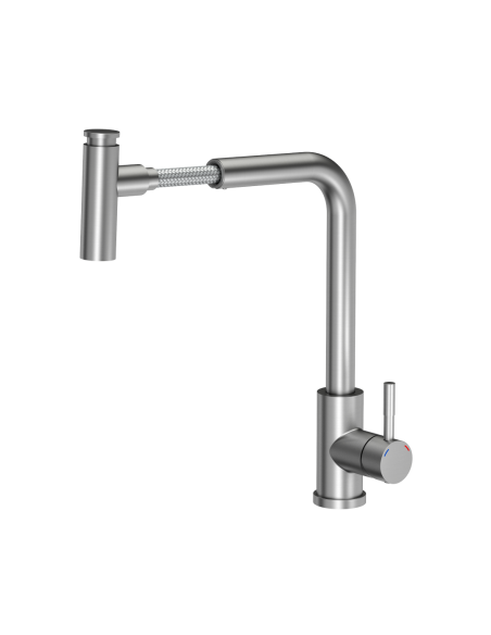 MERYL steel kitchen faucet with pull-out spout and shower function, brushed steel - 4 MERYL steel kitchen faucet with pull-out spout and shower function, brushed steel - 4