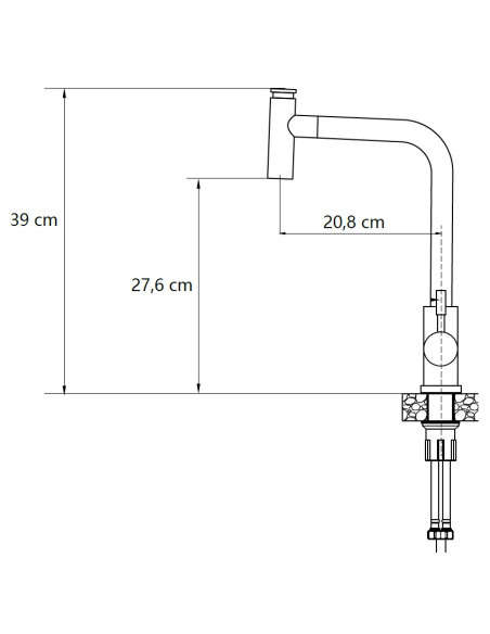 MERYL steel kitchen faucet with pull-out spout and shower function, brushed steel - 5 MERYL steel kitchen faucet with pull-out spout and shower function, brushed steel - 5