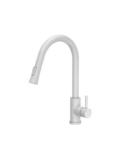 JULIA SteelQ Pull Out + Stream Change kitchen faucet snow white - 1