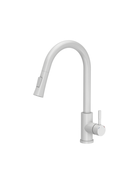 JULIA SteelQ Pull Out + Stream Change kitchen faucet snow white - 1