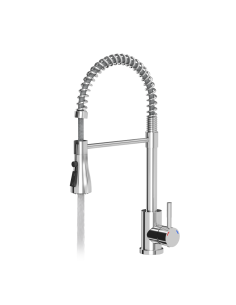 SALMA steel kitchen faucet, spring spout with shower function and temporary water flow stop, chrome - 1 2