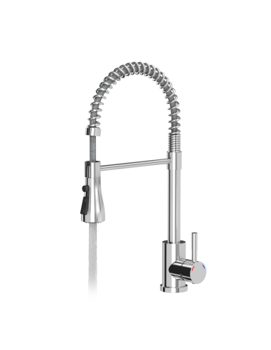 SALMA steel kitchen faucet, spring spout with shower function and temporary water flow stop, chrome - 2