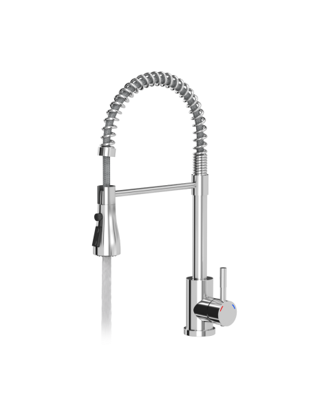 SALMA steel kitchen faucet, spring spout with shower function and temporary water flow stop, chrome - 2