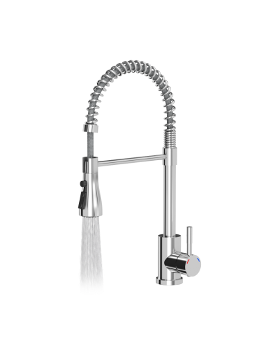 SALMA steel kitchen faucet, spring spout with shower function and temporary water flow stop, chrome - 3