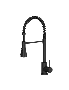 SALMA steel kitchen faucet, spring spout with shower function and temporary water flow stop, pure carbon - 1
