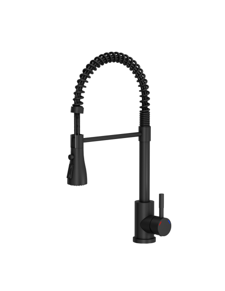 SALMA steel kitchen faucet, spring spout with shower function and temporary water flow stop, pure carbon - 1 SALMA steel kitchen faucet, spring spout with shower function and temporary water flow stop, pure carbon - 1