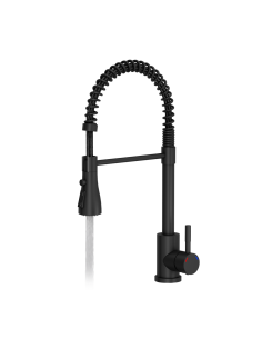 SALMA steel kitchen faucet, spring spout with shower function and temporary water flow stop, pure carbon - 1 2