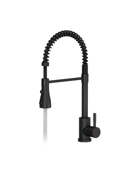 SALMA steel kitchen faucet, spring spout with shower function and temporary water flow stop, pure carbon - 2 SALMA steel kitchen faucet, spring spout with shower function and temporary water flow stop, pure carbon - 2