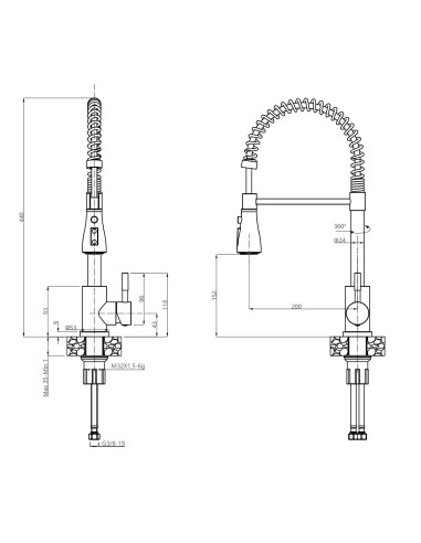 SALMA steel kitchen faucet, spring spout with shower function and temporary water flow stop, pure carbon - 4