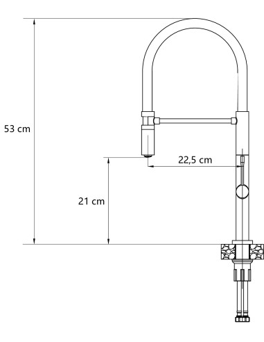 MARGOT T LINE SteelQ kitchen faucet with a movable stretch spout / graphite metal / black hose - 2