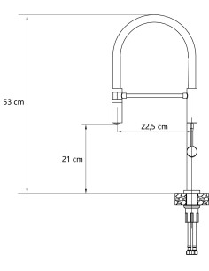 MARGOT T LINE SteelQ kitchen faucet with a movable stretch spout / graphite metal / gold nano PVD / black hose - 1 2