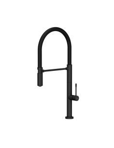 MARGOT T LINE SteelQ kitchen faucet with a movable stretch spout / pure carbon / black hose - 1