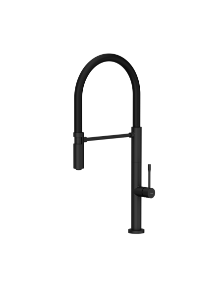 MARGOT T LINE SteelQ kitchen faucet with a movable stretch spout / pure carbon / black hose - 1 MARGOT T LINE SteelQ kitchen faucet with a movable stretch spout / pure carbon / black hose - 1