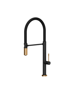 MARGOT T LINE SteelQ kitchen faucet with a movable stretch spout / pure carbon / copper nano PVD / black hose - 1