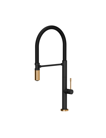 MARGOT T LINE SteelQ kitchen faucet with a movable stretch spout / pure carbon / copper nano PVD / black hose - 1 MARGOT T LINE SteelQ kitchen faucet with a movable stretch spout / pure carbon / copper nano PVD / black hose - 1
