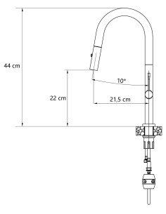 QUADRON FELICITY T LINE SteelQ kitchen faucet with pull-out spout and shower function / graphite metal / gold nano PVD - 1 2