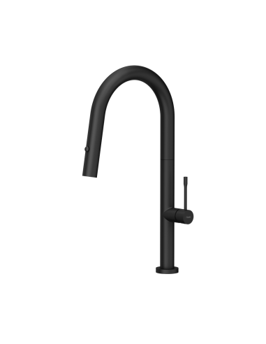 QUADRON FELICITY T LINE SteelQ kitchen faucet with pull-out spout and shower pure carbon - 1