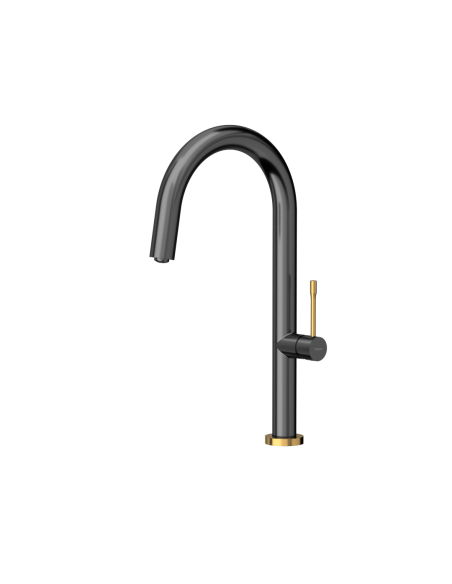 QUADRON HALEY T LINE SteelQ kitchen faucet / graphite metal / gold nano PVD - 1 QUADRON HALEY T LINE SteelQ kitchen faucet / graphite metal / gold nano PVD - 1