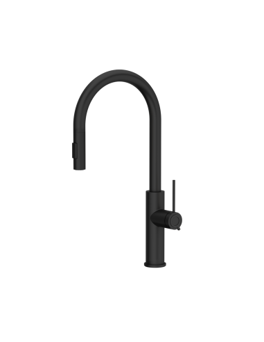 JENNIFER Q LINE SLIM SteelQ kitchen faucet with pull-out spout and shower function / pure carbon mat - 1