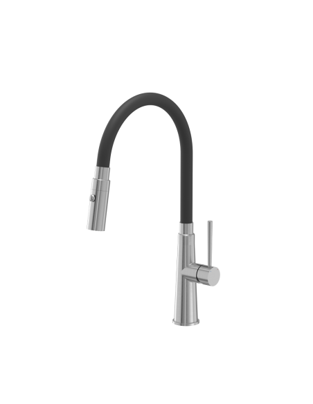 QUADRON GINA steel kitchen faucet steel / black hose - 1