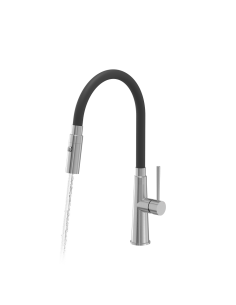 QUADRON GINA steel kitchen faucet steel / black hose - 1 2