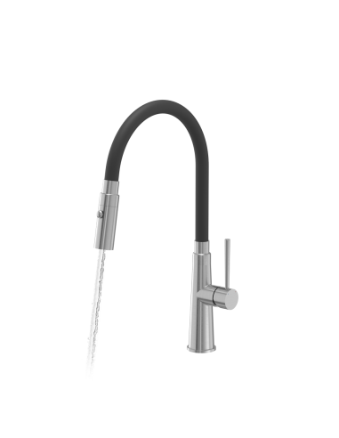 QUADRON GINA steel kitchen faucet steel / black hose - 2
