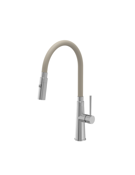 QUADRON GINA steel kitchen faucet steel / beige hose - 1 QUADRON GINA steel kitchen faucet steel / beige hose - 1