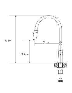 QUADRON GINA steel kitchen faucet steel / beige hose - 1 2
