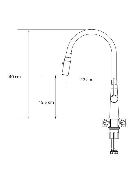 QUADRON GINA steel kitchen faucet pure carbon / black hose - 2 QUADRON GINA steel kitchen faucet pure carbon / black hose - 2