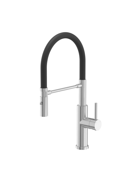 QUADRON ANDY steel kitchen faucet steel / black hose - 1